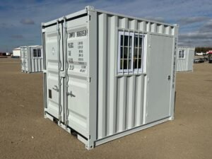 Contenedor de envío cúbico de 9 pies con una puerta y ventana